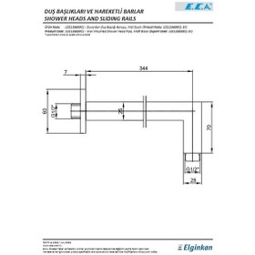 Resim Eca Duvardan Duş Başlığı Borusu Kare Mat Siyah 344 Mm Çok Renkli 