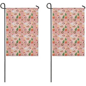 Resim Noel Desenli 2 Li Bahçe Bayrağı Seti, Çift Taraflı 12x174 İnç Açık Alan İçin 12+ 