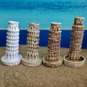 Resim 1 adet Pisa Kulesi'ne benzeyen dekoratif süs, İtalyan bir sembolün reçine modeli, şık ev dekorasyonu, bonsai, akvaryum veya evcil hayvan sergileri için reçine el sanatları. 