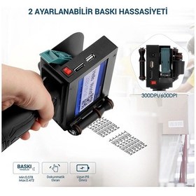 Resim Powermaster Pm-10878 4.3'' Dokunmatik Ekranlı Şarjlı Endüstriyel El Tipi Portatif Mürekkep Yazıcı 