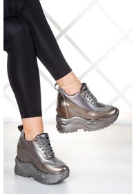 Resim Erkan Saçmacı Anya Siyah Hakiki Deri Dolgu Topuklu Günlük Ayakkabı 