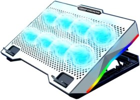 Resim Coverzone Telefon Tutuculu Profesyonel Dizüstü Bilgisayar Notebook Soğutucu Laptop Stand Işıklı Oyuncu Laptoplarına Özel 8 Büyük Fanı İle Hızlı Soğutma 2 USB Giriş S608 