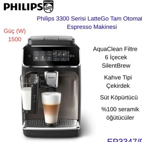 Resim Philips 3300 Serisi Lattego Tam Otomatik Espresso Makinesi, (EP3347/90) + Phılıps Ekmek Kızartma Makinesi Hediye 