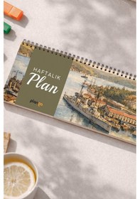 Resim Tarihsiz Spiralli Haftalık Masaüstü Planlayıcı - İstanbul - 10x30 Cm Plango Turkuaz 