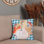 Resim Nuvomon Mavi Ekoseli Sonbahar Kırlent Kılıfı - 43x43 cm 