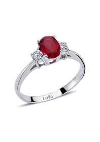 Resim Lova Pırlantalı Oval Yakut Yüzük - 1020226 
