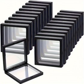Resim 20 Paket Clearview 3D Yüzen Ekran Kabinetleri - Elastik Filmli Toz Geçirmez Akrilik Takı Depolama Kutuları, Kolyeler, Bilezikler, Yüzükler, Para, Küpeler ve Çiviler için Şeffaf Asma Organizatör - Perakende ve Kişisel Kullanım Hediye Kutuları, Takı Hediye Kutusu, Şeffaf Tasarım, Güvenli Kapanış 