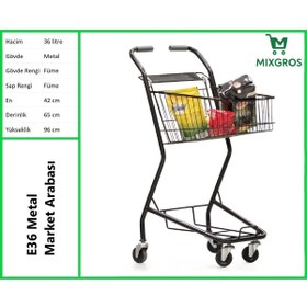 Resim MİXGROS E36 Şarküteri ve Kuruyemiş Metal Market Arabası 36 Litre Füme 