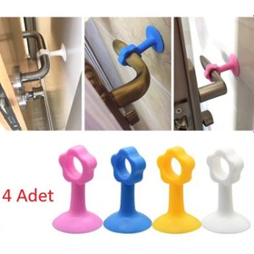 Resim Renkli Vantuzlu Geçmeli Kapı Kolu Stoper 4lü Set 