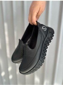 Resim Zlata Siyah Cilt Babet Ayakkabı 