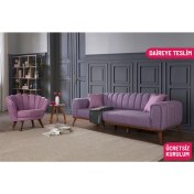 Resim Perla Sofa Velar Keten Yataklı Koltuk Takımı Mor 