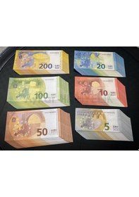 Resim 300 Adet Karışık Euro 5-10-20-50-100-200 Euro Geçersiz Eğlence Oy 