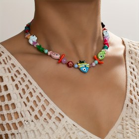 Resim Bir Renkli Seramik Balık Kolye, Turkuaz Yıldız Balığı ve Sahte Mercan ile Yaz Plaj Gezileri için Mükemmel, Rastgele Renkler ve Stilleri ile Rahat Giyim ve Tatil Partileri için Uygun, Plaj Kolye Seti, NaNa Gökkuşağı Boncuk Kolye Kadınlar için, Tatil Takıları, Sevimli Takılar, El Yapımı Kolye, Dekoratif Parça 