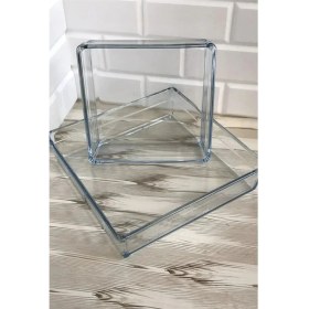 Resim Paşabahçe Premium Borcam Seti Kare Tepsi 159129 2400CC+4100CC Şeffaf Renkli Dayanıklı Malzeme Özellikleri 