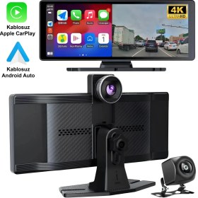 Resim Radoon Yeni Tasarım Kablosuz Carplay Android Auto Uyumlu 4K 10.2 Inç Çift Kameralı Araç Multimedya Ekranı 