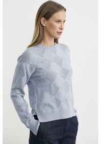 Resim Sementa Renge Renk Motifli Triko Kazak - Mavi Mavi 
