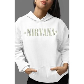 Resim Sevbano Tasarım Nirvana Rock Metal Müzik Grubu Sırt Baskılı Unisex Oversize Penye Hoodie 