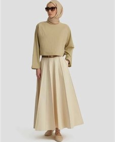 Resim Armine Kup Dikiş Detaylı Basic Bluz 25Y3715 Naturel 