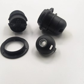 Resim Retro Vitrini Dekoratif Plastik E-27 Yarım Dişli Halkalı Geçmeli Duy Siyah (2 Adet) 