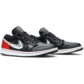 Resim Nike Jordan 1 Low Brushstroke Swoosh Basketbol Ayakkabısı Da4659-001 Siyah 