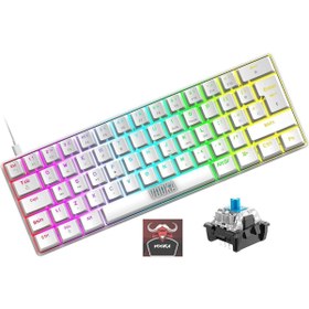 Resim Trol Blue Switch Mini Rgb Oyun Klavyesi Gaming 62 Tuşlu 18 Rgb LED USB Tip-C Kablosu Pembe Uyumlu 