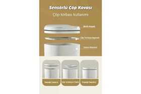 Resim Eco Lounge Akıllı Sensörlü Çöp Kovası 20L - Uv Işık Antibakteriyel & Koku Geçirmez Otomatik Mutfak Ofis Banyo Kovası 