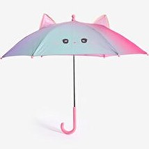 Resim Kedi Desenli Pembe Çocuk Şemsiyesi 