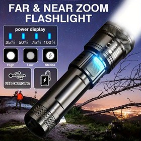 Resim 1 adet Zoom LED El Feneri, 3 seviyeli Işık Kaynağı, TYPE-C Şarj, Mobil Telefon Şarj Bankası Olarak Kullanılabilir, Açık Hava Çalışma Lambası Aydınlatması 