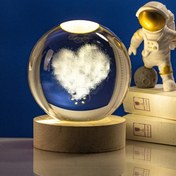 Resim Ahşap Altlıklı Kalp Tasarımlı Cam Küre 