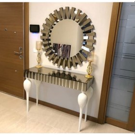 Resim Tombul Aynalı Dresuar 110 Cm Şanel Ayna Takımı Beyaz 