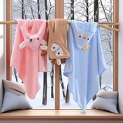 Resim Yavru Hayvan Desenli, Kapüşonlu, Nefes Alabilen Polyester Lifli, Çocuklar İçin Uygun - 80.01cm X 80.01cm, Yumuşak ve Emici Banyo Havlusu 
