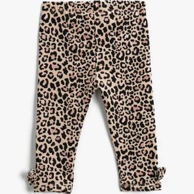Resim Kız Bebek Leopar Desenli Fiyonklu Tayt 