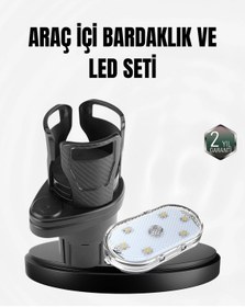 Resim Mey İthalat Araç İçi Düzen Ve Ambiyans Seti Çift Bardak Tutucu + Led Işık 