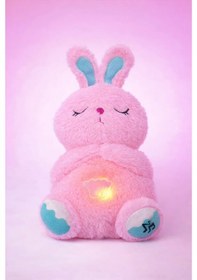 Resim Pembe Tavşan Nefes Alan Peluş Oyuncak Müzikli Uyku Arkadaşı Peluş Oyuncak 35cm Çok Renkli 