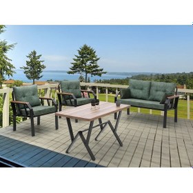 Resim Tu Tienda Nergiz 2 1 1 Masa Bahçe Balkon Mutfak Mobilyası,keten Yeşil Yeşil 