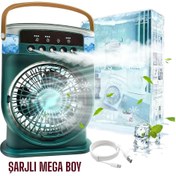Resim Merwish Işıklı 600ml 5 Spreyli Vantilatör Büyük Boy Şarjlı Buzlu Buharlı Mini Klima Mini Fan 
