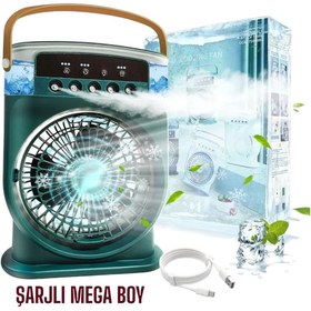 Resim Merwish Işıklı 600ml 5 Spreyli Vantilatör Büyük Boy Şarjlı Buzlu Buharlı Mini Klima Mini Fan 