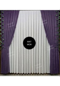 Resim Mat Mor Fon Perde Seyrek Pile 1/2 Modern Kalın Kadifemsi Ada Fon Perde Tek Kanat Koyu Mor 