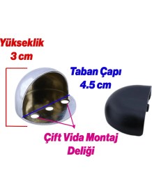 Resim Nzb Yarımay Kapı Stoperi Tamponu Vidalı Metal Ağır Kapı Stopu Hızlı Durdurucu Tutucu Krom Gümüş 1 Adet 