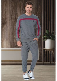 Resim Mecit Pijama Mecit 2784 Füme Büyük Beden Erkek Pijama Takımı Füme 