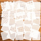 Resim 30 adet 12.7 cm Geometrik Sashiko Nakış Şablonları - Tekrar Kullanılabilir Plastik Şablonlar DIY Sanat Projeleri, Yorgan, Tuval, Kumaş ve Duvar Dekoru için - Ev El Sanatları ve Benzersiz Dokular için Mükemmel, Şablonlar Tekrar Kullanılabilir 