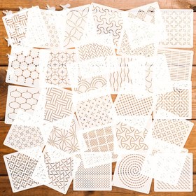 Resim 30 adet 12.7 cm Geometrik Sashiko Nakış Şablonları - Tekrar Kullanılabilir Plastik Şablonlar DIY Sanat Projeleri, Yorgan, Tuval, Kumaş ve Duvar Dekoru için - Ev El Sanatları ve Benzersiz Dokular için Mükemmel, Şablonlar Tekrar Kullanılabilir 