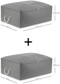 Resim 2'li Set Gri Büyük Boy Baza Altı Çekyat Tipi Yastık Yorgan Kazak Düzenleyici Kıyafet Hurcu 62x46x22 
