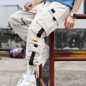Resim Erkekler için Günlük Teknoloji Giyim Kargo Pantolon - Hafif Polyester, Çok Cepli Tasarım, Bel ve Manşetlerde İpli, Tüm Sezon Dış Mekan Aktiviteleri için Makinede Yıkanabilir 