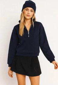 Resim Fashıon Frıends Kadın Yakası Fermuarlı Sweat 25k0166k1 Lacivert 