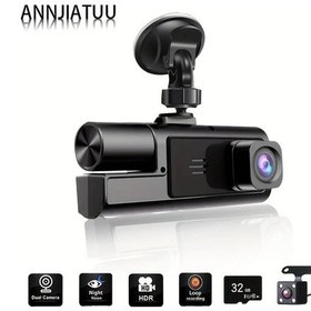 Resim Willowhaven Annjıatuu Üçlü Kameralı Araç Kamerası 1080p Ön 480p Arka Ve İç Görüş Ir Gece Görüşü 32gb Hafızalı 