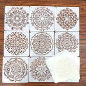 Resim 16 Adet Yeni Yuvarlak Mandala Boyama Oyma Şablonu, Sprey Boyama ve Grafiti DIY Malzeme Şablonu 