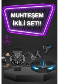 Resim Kablosuz Bluetooth Bağlantılı Kulaklık Ve Dokunmatik Ekran Akıllı Saat Arama Cevaplama 