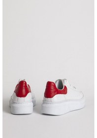 Resim Dericlub 04024 Gerçek Deri Kadın Spor Ayakkabı Beyaz - Kırmızı 