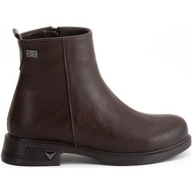 Resim Kadın Bot Kahve Suni Deri Kauçuk Taban Yüzüdüz-4218 Kahve 